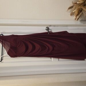 David's Bridal One Shoulder Dress in Burgundy